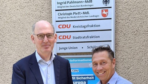 PV-Vorsitzender im Austausch mit Landtagsabgeordneten Christoph Plett, CDU